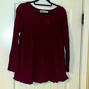Free People Beach Sweater Tunic Mini Dress Cover Up Wine Red Size XS Oversized